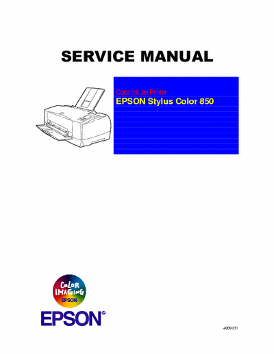 Epson Stylus Color 850 Epson Color InkJet Printer Stylus Color 850 Service Manual